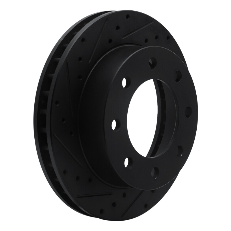 Cadillac DeVille Brake Rotor (1) - Front Left - R1 Concepts - Drilled & Slotted - Black - `99-`20